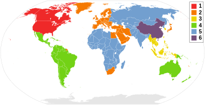 Mapa da divisão das regiões do DVD.